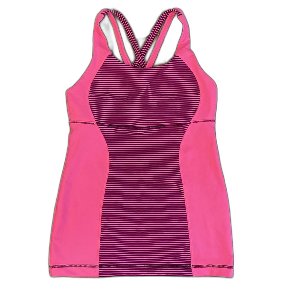 Lululemon Womens Size 6 Energy Tank Hyper Stripe Pink